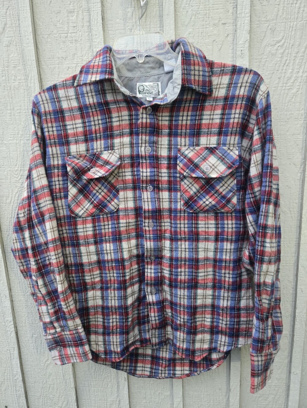 Vintage Enfield Trailwear Wool Blend Plaid Button-Down Shirt - Size L